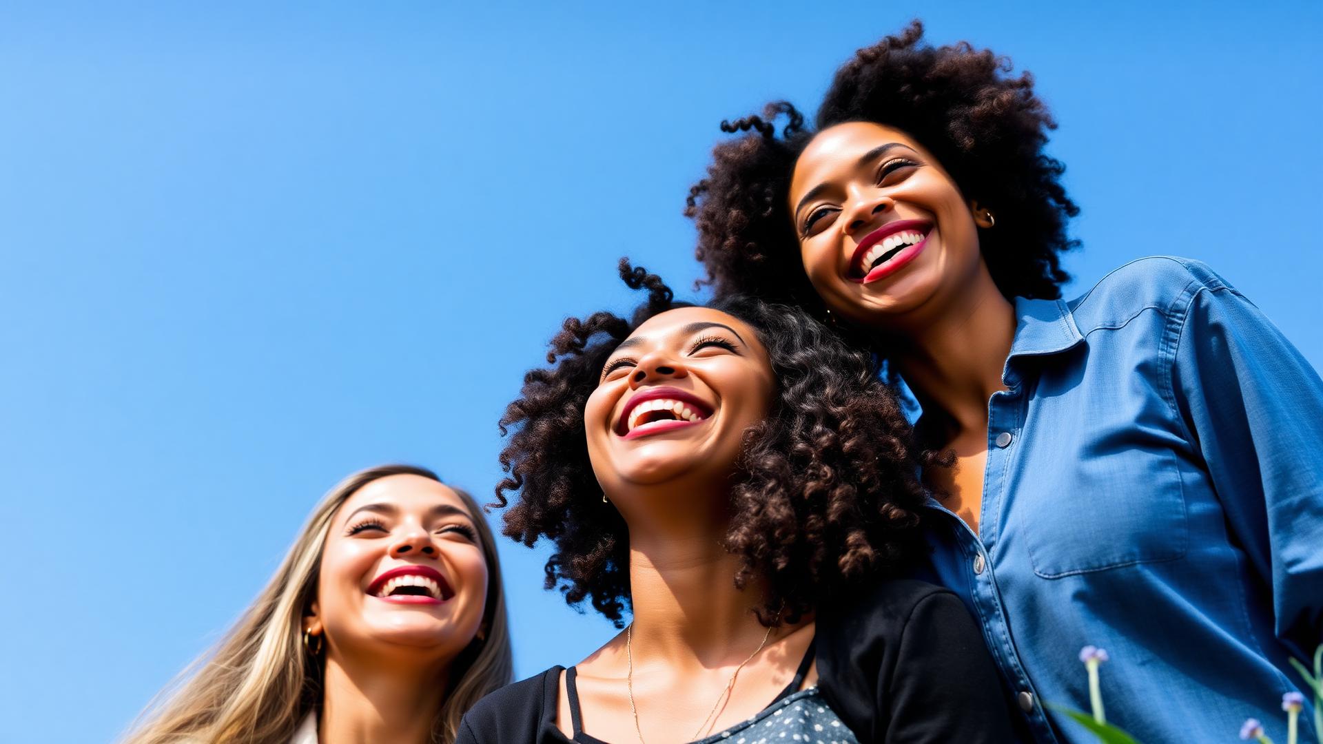 Three women smiling outdoors